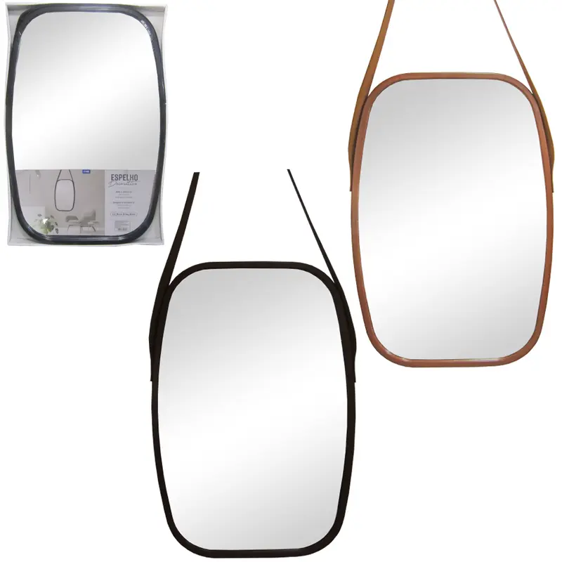 ESPELHO DE PENDURAR EMOLDURADO OVAL DECORATIVO + ALCA 64,8X42,8CM