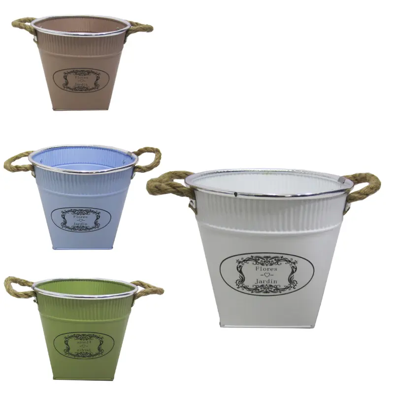 CACHEPOT DE METAL COM ALCA DE CORDA COLORS 2,5L 15,5X16,5CM DE Ø