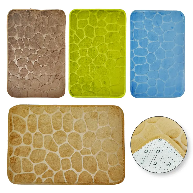TAPETE DE PISO DE PELUCIA RETANGULAR ANTIDERRAPANTE 60X40CM