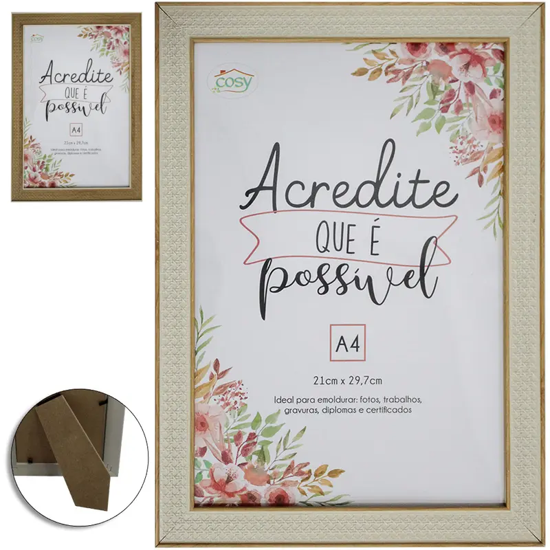 QUADRO PARA DIPLOMAS / CERTIFICADOS A4 DE PLASTICO TMD 29,7X21CM