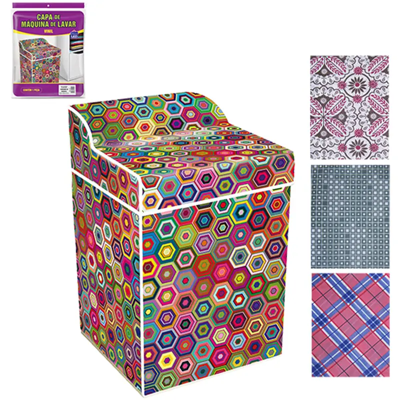 CAPA DE VINIL PARA MAQUINA DE LAVAR ESTAMPAS SORTIDAS GG 105X74X67CM