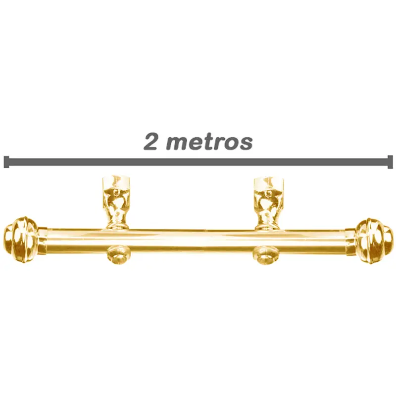 KIT VARAO 2M METALIZADO DOURADO 19MM