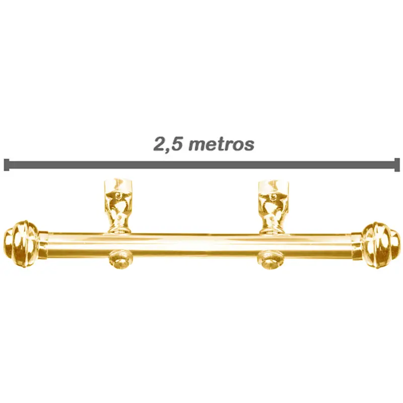 KIT VARAO 2,5M METALIZADO DOURADO 19MM