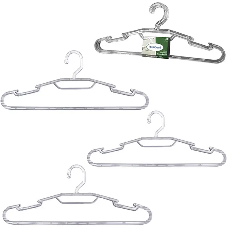 CABIDE ROUPA DE ACRILICO ELEGANCE COM CAVA 3 PECAS 39,5X17CM 7MM