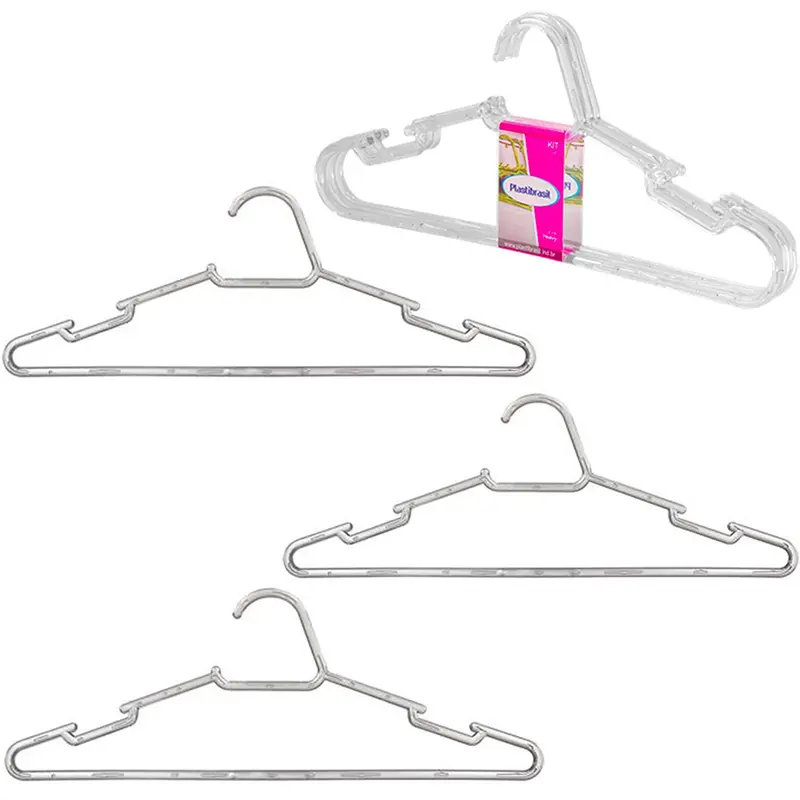CABIDE ROUPA DE ACRILICO HEAVY COM CAVA 3 PECAS 43X18,5CM 9MM