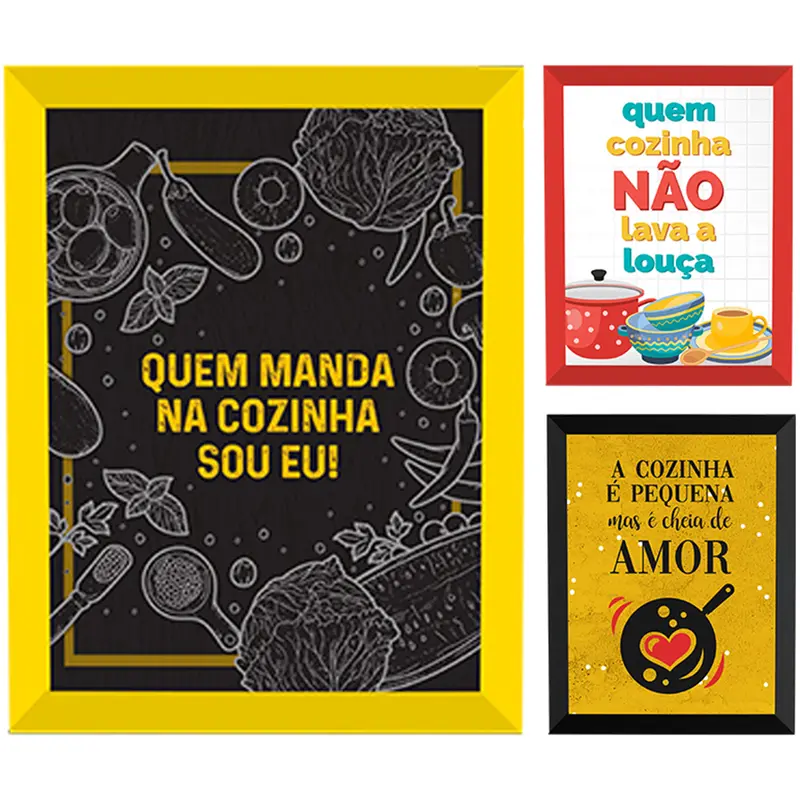 QUADRO DECORATIVO 20X25CM COM MOLDURA DE PLASTICO FRASES COZINHA COLORS