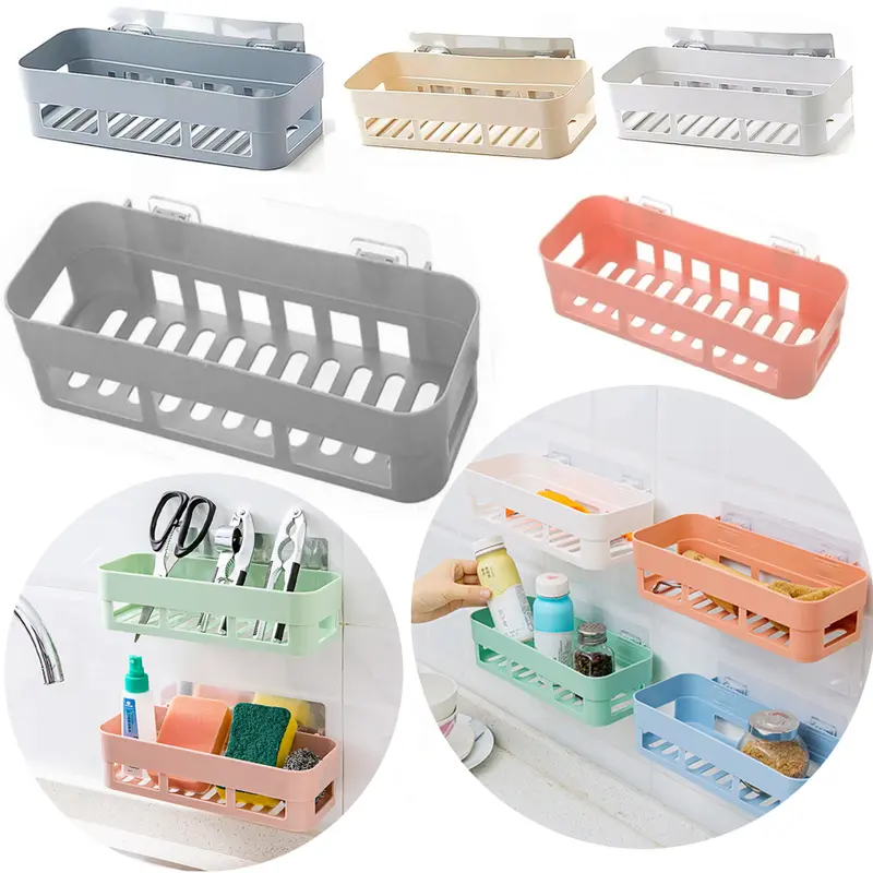 SUPORTE PRATELEIRA ORGANIZADOR DE PLASTICO RETANGULAR COM AUTOADESIVO MULTIUSO 25,7X9,7X6CM