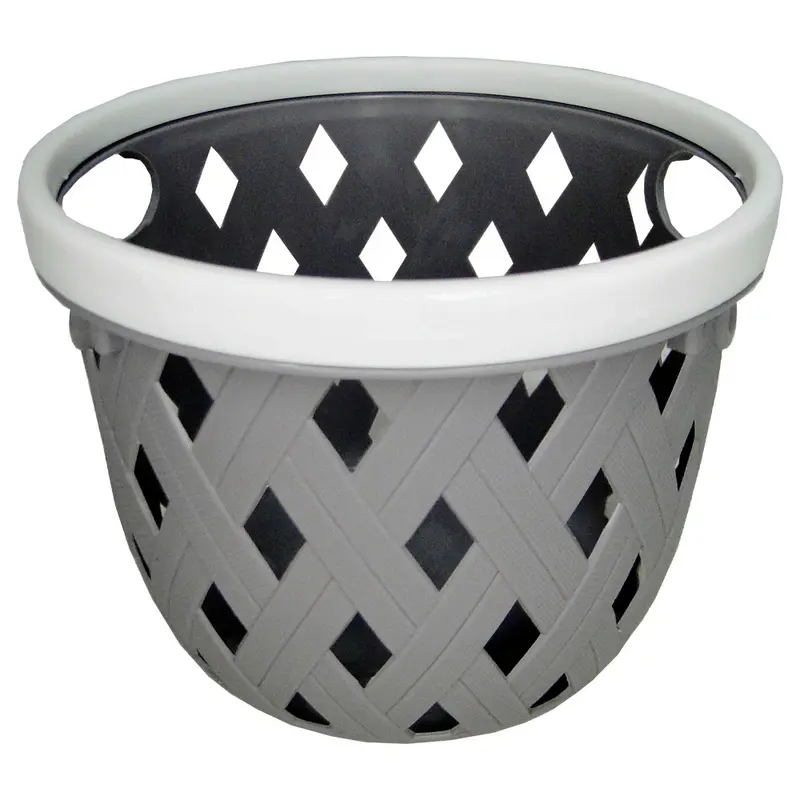 CESTO ORGANIZADOR DE PLASTICO REDONDO RATTAN TRAMA COM ALCA 11,5X15CM DE Ø