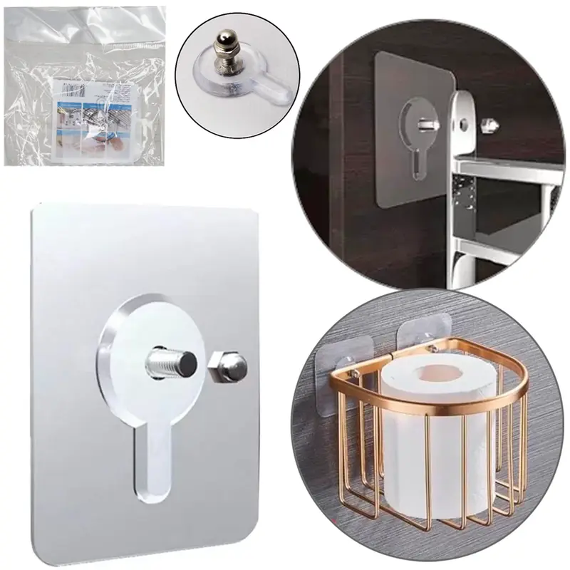 CABIDE GANCHO DE METAL QUADRADO AUTOADESIVO TRANSPARENTE COM PARAFUSO 6CM NA SOLAPA