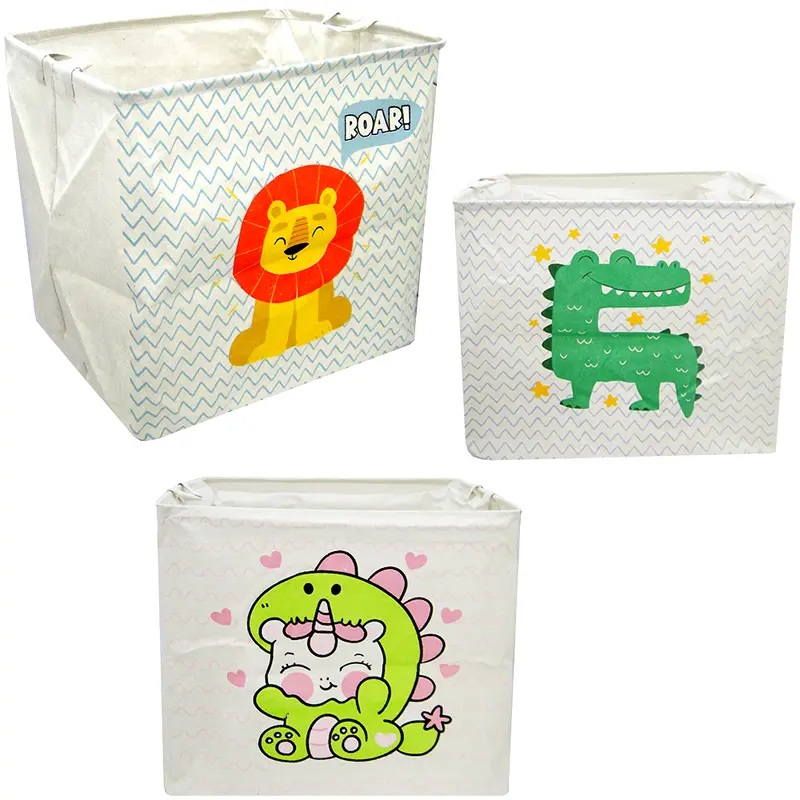 CESTO ORGANIZADOR DE POLIESTER DOBRAVEL COM ALCA ESTAMPAS SORTIDAS 50X50X40CM
