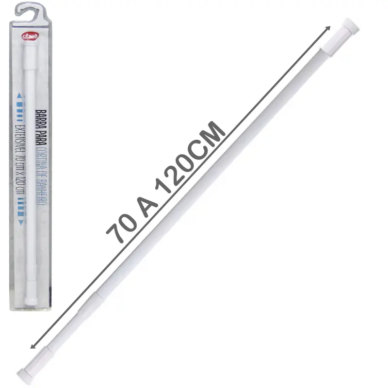 BARRA VARAO PORTA CORTINA EXTENSIVEL DE ALUMINIO 70CM A 120CM