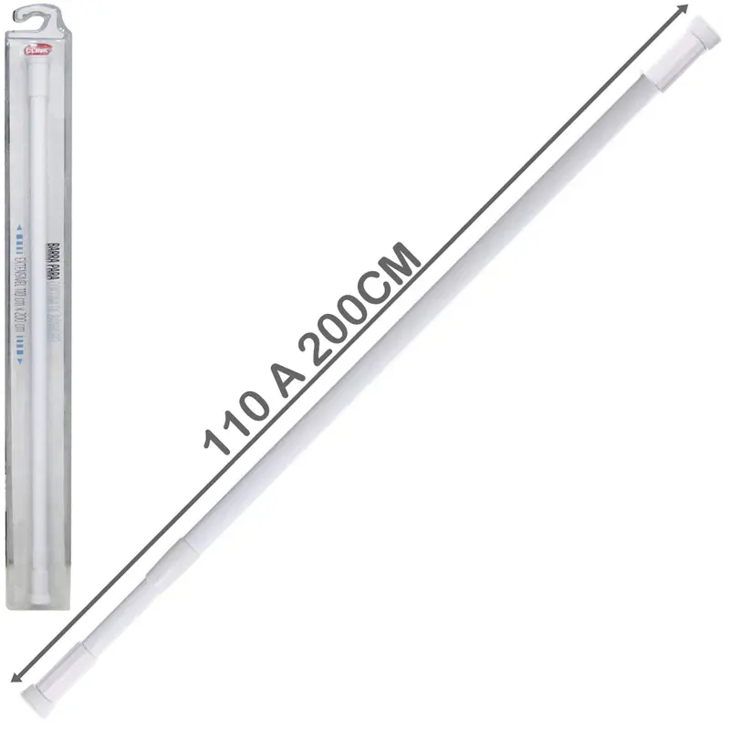 BARRA VARAO PORTA CORTINA EXTENSIVEL DE ALUMINIO 110CM A 200CM