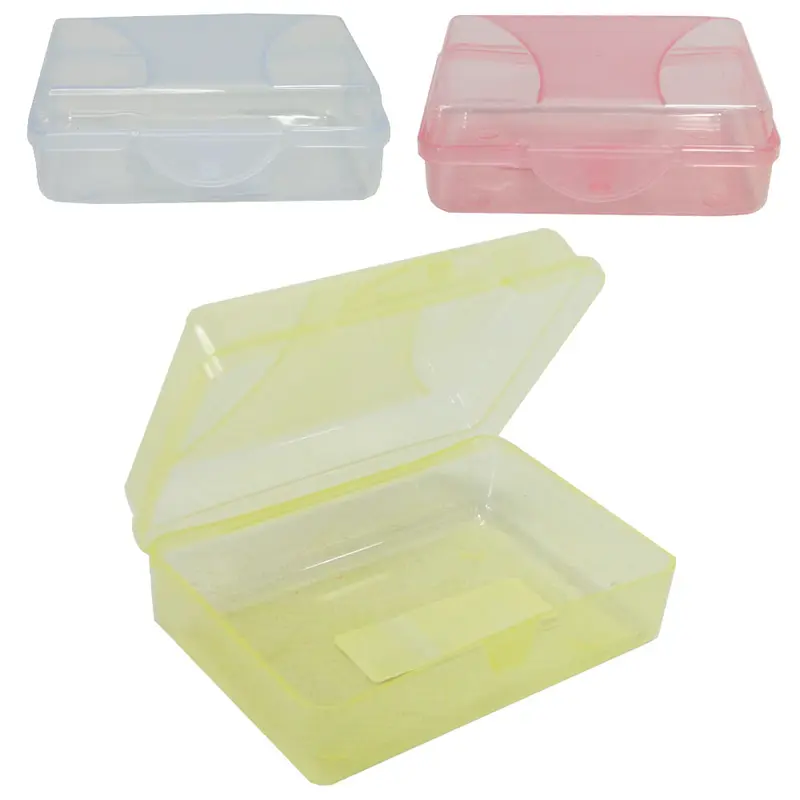 SABONETEIRA DE PIA DE PLASTICO RETANGULAR COM TRAVA + TAMPA TRANSCOLOR 10,5X7,5X4CM