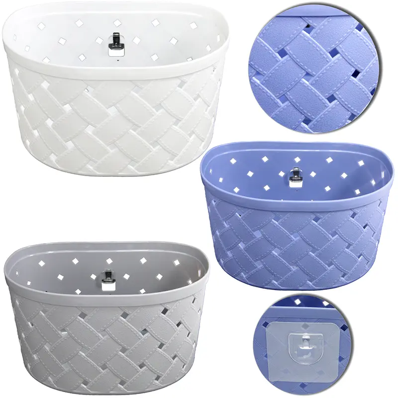 CESTO ORGANIZADOR DE PLASTICO BORDA COSTURA AUTOADESIVO 16X12,5X9CM