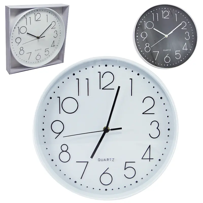RELOGIO DE PAREDE REDONDO PRETO/BRANCO 30,5CM DE Ø