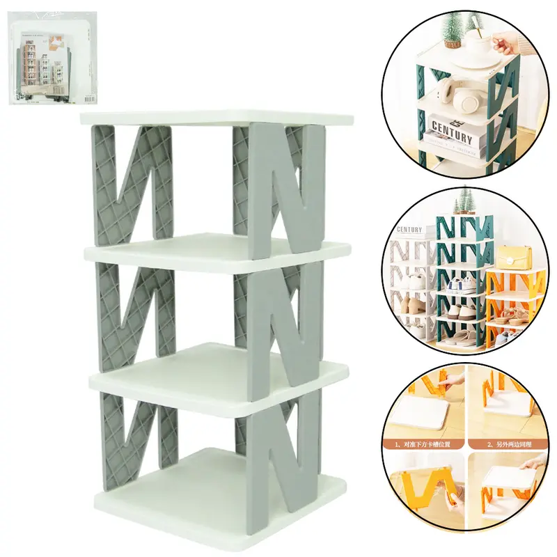 ORGANIZADOR / SAPATEIRA DESMONTAVEL DE PLASTICO COM 4 ANDARES 50X26X24CM