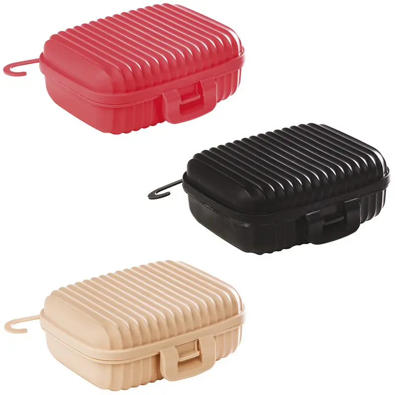 SABONETEIRA DE PIA DE PLASTICO RETANGULAR COM TRAVA + TAMPA 9,5X8X4CM