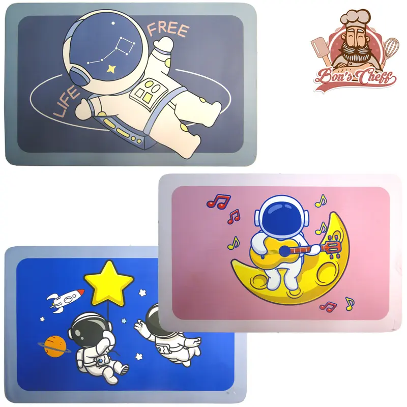 TAPETE DE PISO DE BORRACHA RETANGULAR SUPER ABSORVENTE 3D ASTRONAUTA 58X38CM