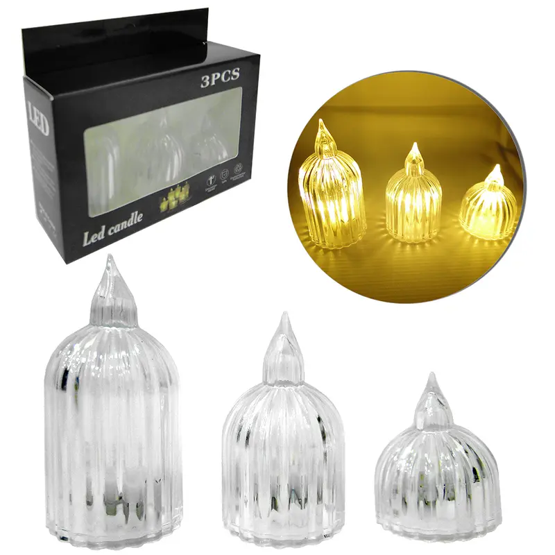 VELA DECORATIVA ELETRONICA DE LED A BATERIA COM 3 PECAS 8,5/7/5CM