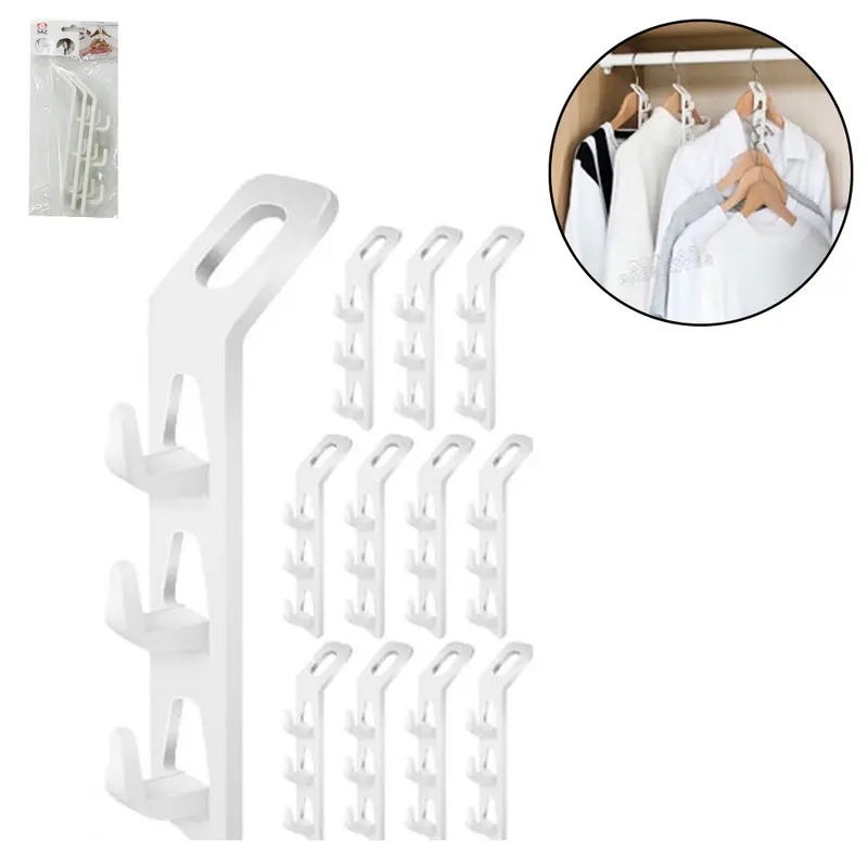 ORGANIZADOR DE CABIDE ROUPA DE PLASTICO COM 3 PECAS TRIPLO 14X4,5X3CM