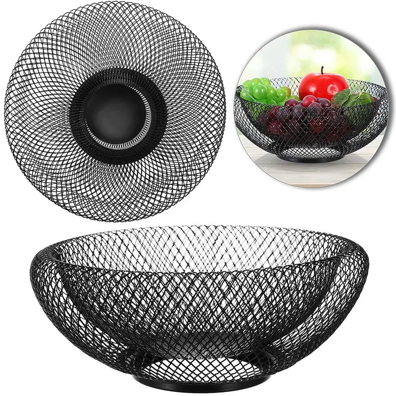 CESTA FRUTEIRA DE MESA ARAMADO REDONDA BLACK 10,5X32CM DE Ø