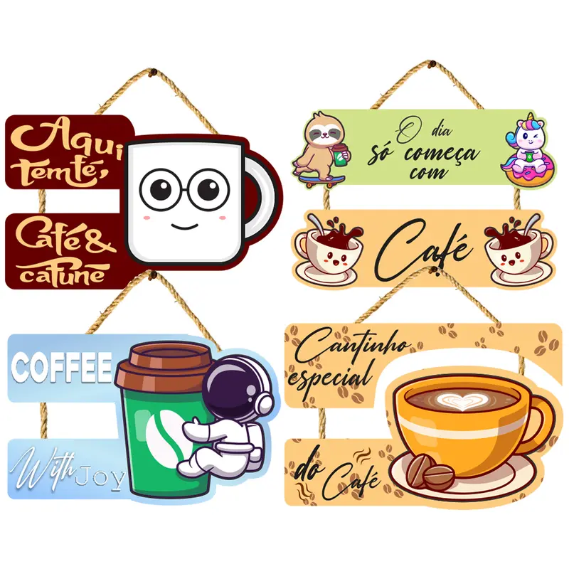 ENFEITE PLACA DE MADEIRA FRASES CAFE PARA PENDURAR