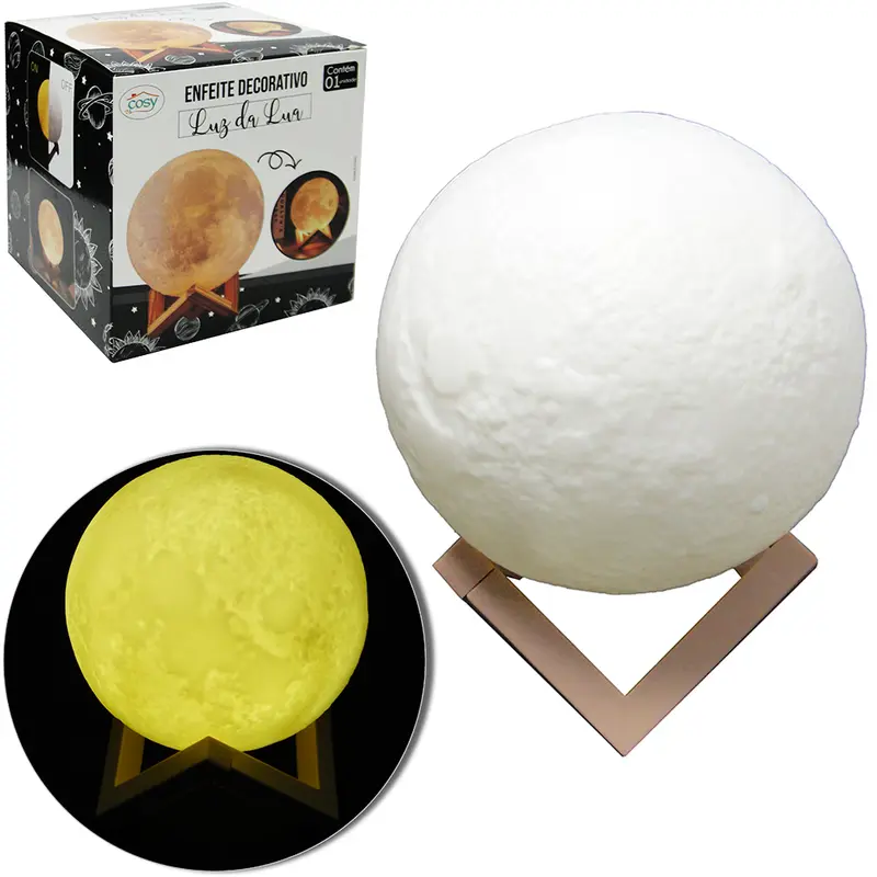 ABAJUR LUMINARIA LUA DE LED CUPULA E BASE DE PLASTICO A BATERIA 15X10CM DE Ø