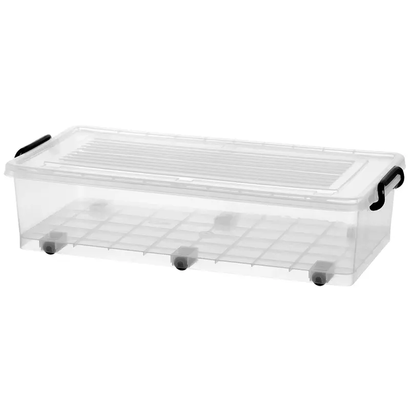 CAIXA ORGANIZADOR CONTAINER DE PLASTICO RETANGULAR COM RODIZIO + TAMPA E ALCA Nº9 38L 79X38,5X20,5CM