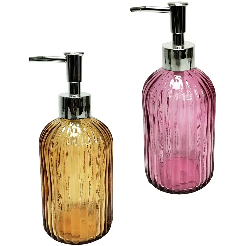 PORTA SABONETE LIQUIDO DE VIDRO REDONDO TRANSCOLOR 400ML