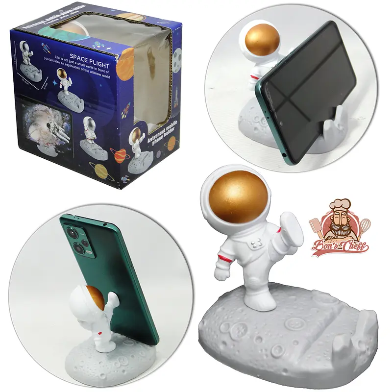 SUPORTE PARA CELULAR DE MESA DE PLASTICO ASTRONAUTA 10,5X10X8CM