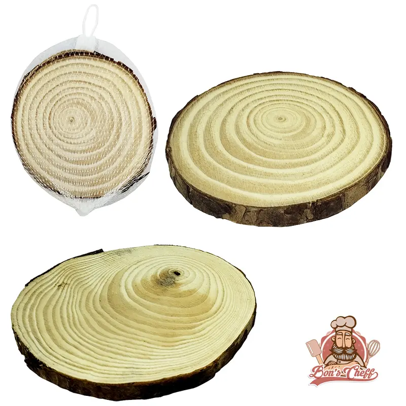 ENFEITE DECORATIVO / PORTA COPO TRONCO DE MADEIRA 2 PECAS 9CM DE Ø BONS CHEFF