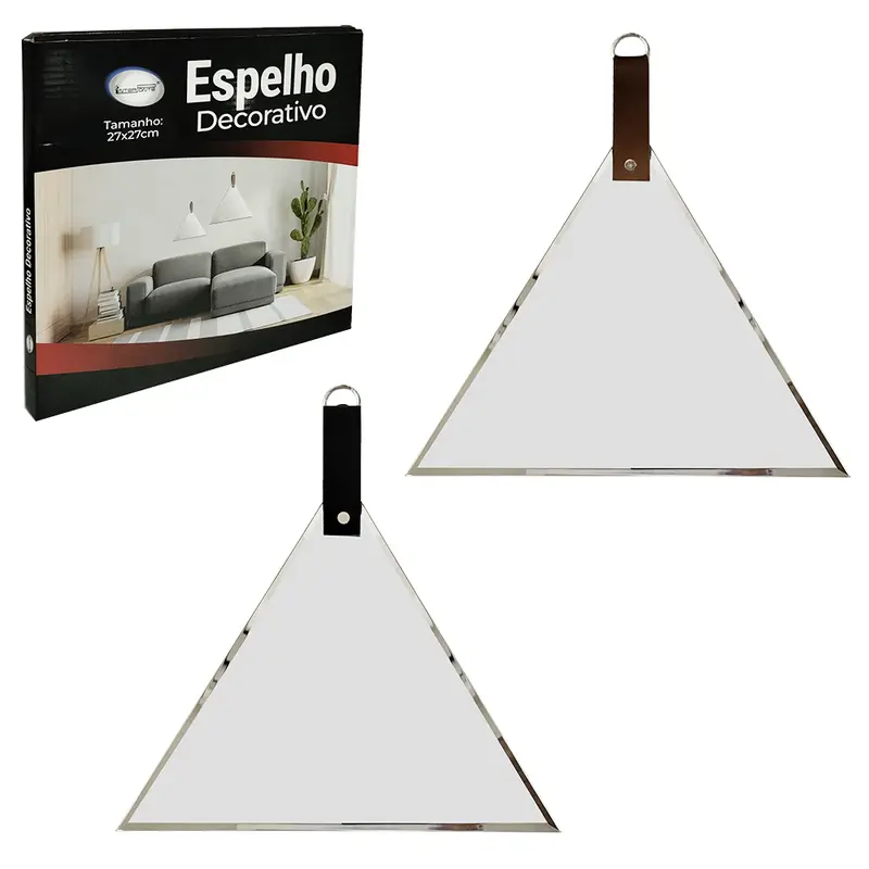 ESPELHO DE PENDURAR TRIANGULAR DECORATIVO + ALCA 27X27CM