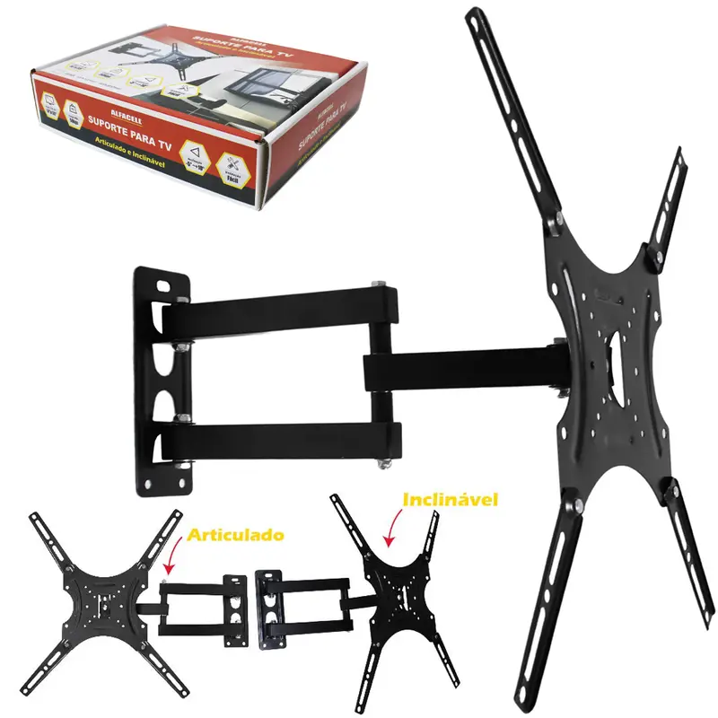 SUPORTE PARA TV DE 14'' A 55'' ARTICULAVEL E INCLINAVEL