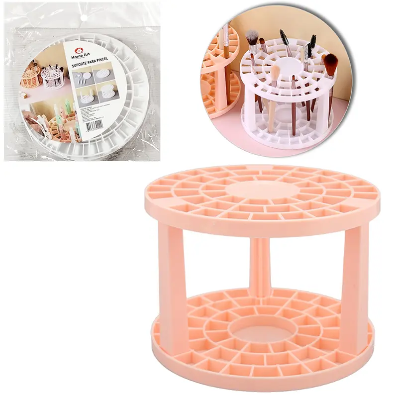 SUPORTE ORGANIZADOR PARA PINCEL MAKE / MAQUIAGEM DE PLASTICO REDONDO 49 CAVIDADES 10X14,5CM DE Ø