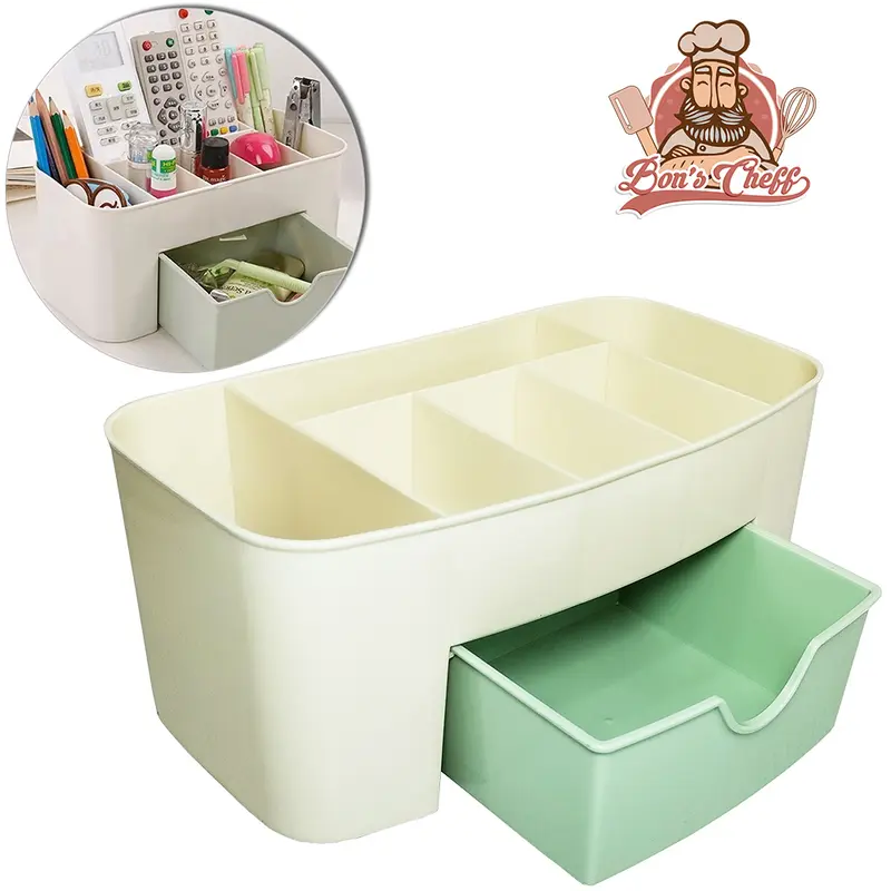 ORGANIZADOR MULTIUSO DE PLASTICO COM 6 CAVIDADES + GAVETA COLORS 21,5X11,5X9,5CM