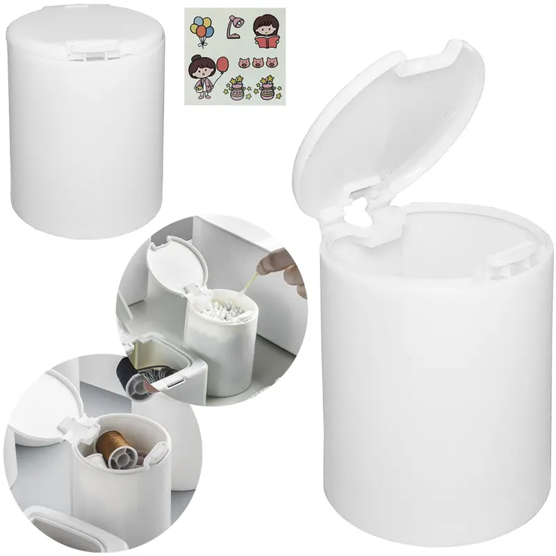 CAIXA ORGANIZADOR DE PLASTICO REDONDO COM TAMPA + ADESIVO 9,5X8CM DE Ø