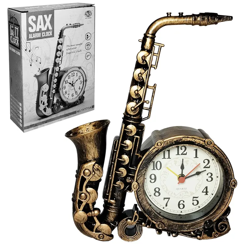 RELOGIO DE MESA / DESPERTADOR SAXOFONE VINTAGE 19X14X4CM