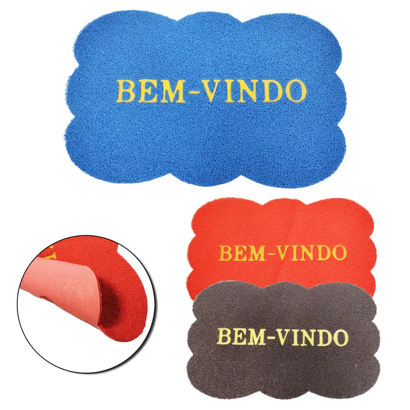 TAPETE DE PISO VINILICO RETANGULAR BEM VINDO NUVEM 58X38CM