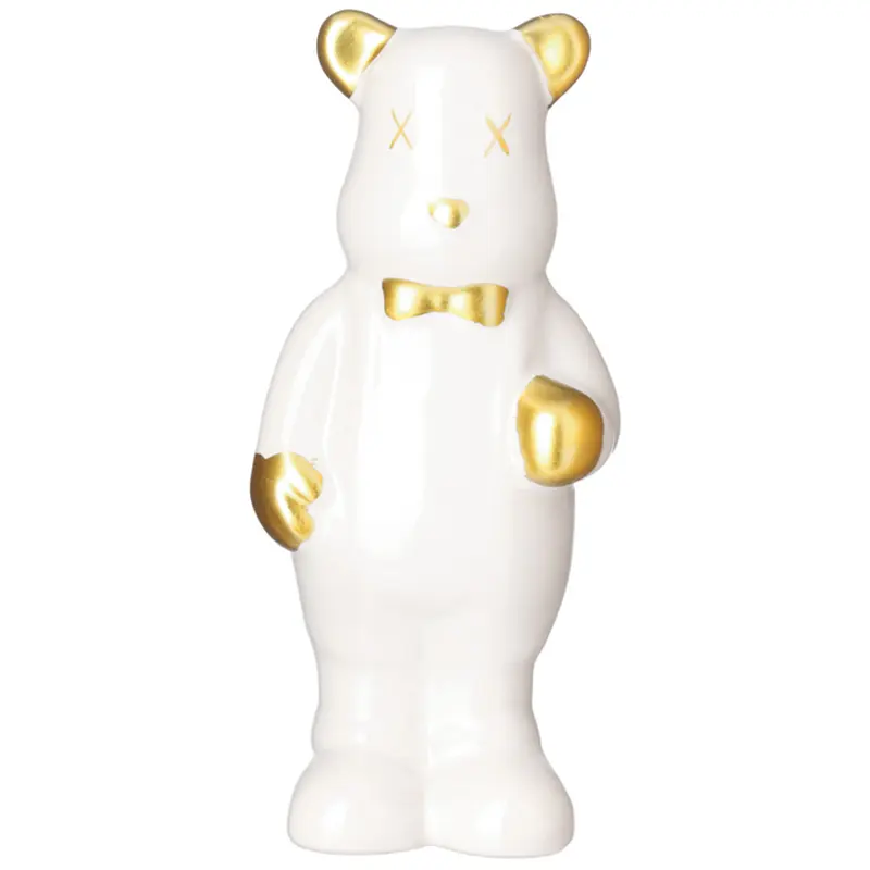 ENFEITE URSO EM PE DE PORCELANA 14X7X5CM