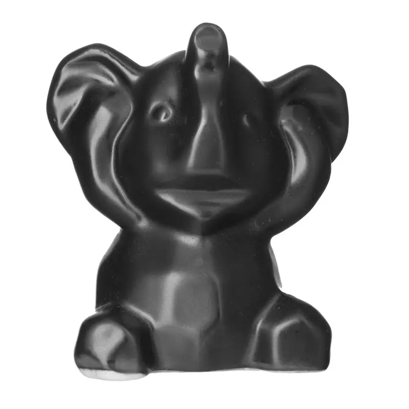 ENFEITE ELEFANTE ORIGAMI NAO OUVE DE PORCELANA PRETO 8,5X8X6CM