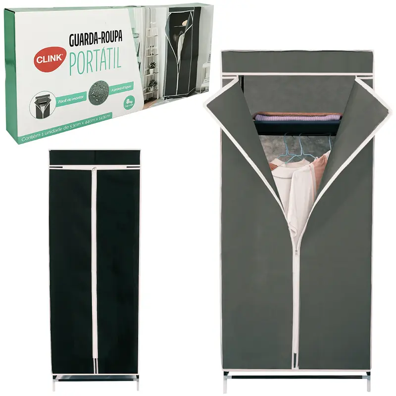 GUARDA ROUPA PORTATIL DESMONTAVEL DE METAL / TNT 143X53X44CM