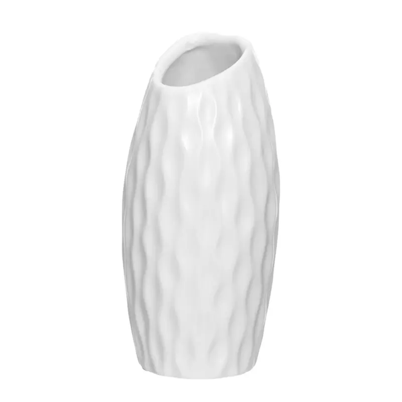 VASO DECORATIVO DE PORCELANA REDONDO DALIA BRANCO 12,5X5,5CM DE Ø