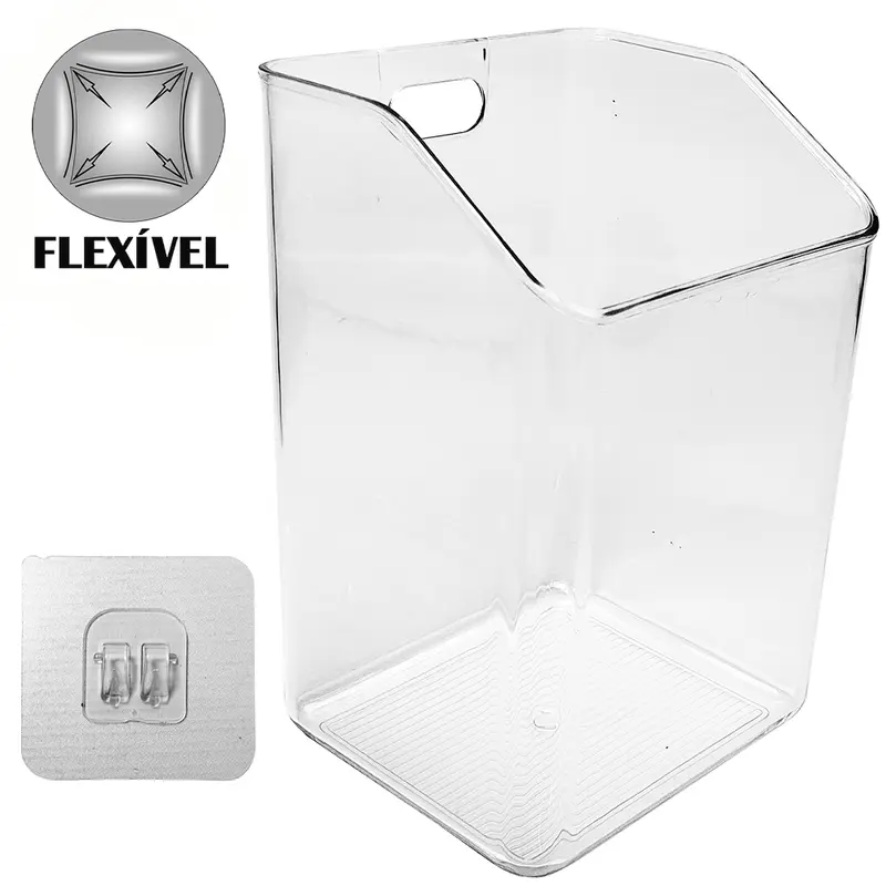 ORGANIZADOR DE PLASTICO PET FLEXIVEL RETANGULAR AUTOADESIVO 17,5X11X9CM