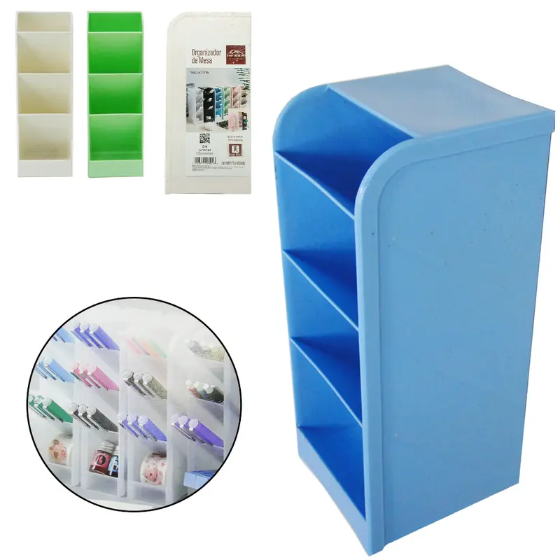 ORGANIZADOR DE PLASTICO RETANGULAR COM 4 DIVISORIAS MULTIUSO 20X9X4,5CM