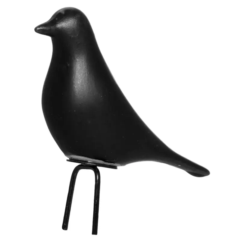 ENFEITE PASSARO DE PORCELANA PRETO COM PE DE METAL 15,5X12X5CM