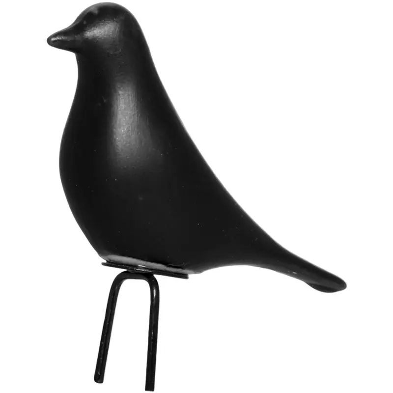 ENFEITE PASSARO DE PORCELANA PRETO COM PE DE METAL 19X14,5X6CM