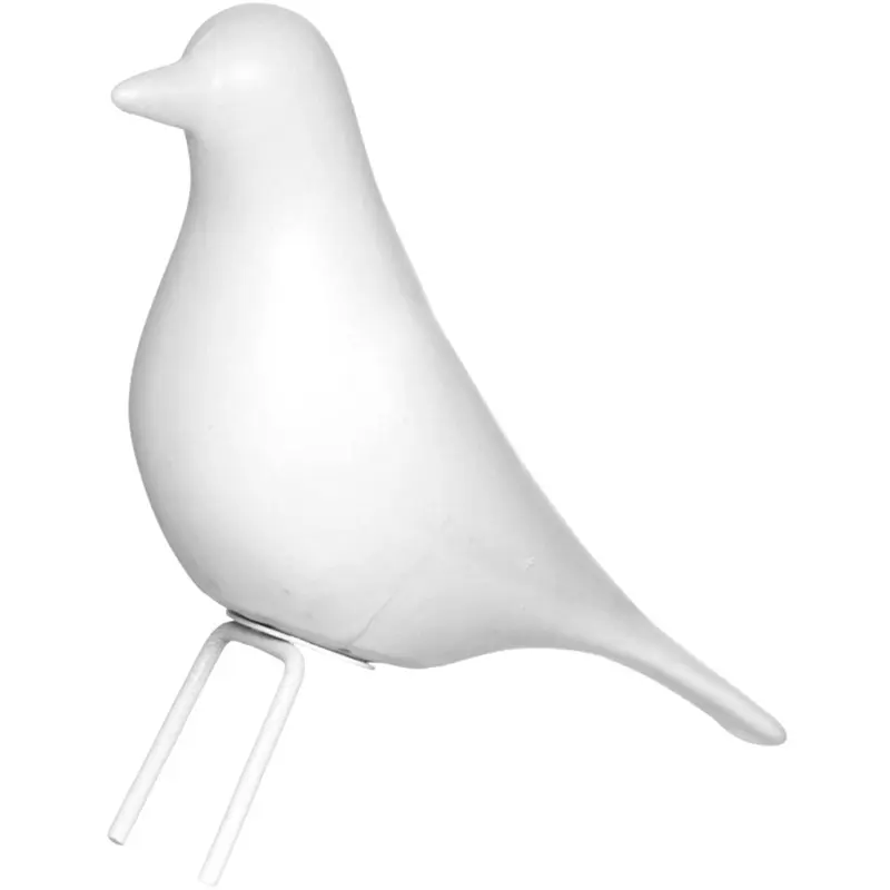 ENFEITE PASSARO DE PORCELANA BRANCO COM PE DE METAL 19X14,5X6CM