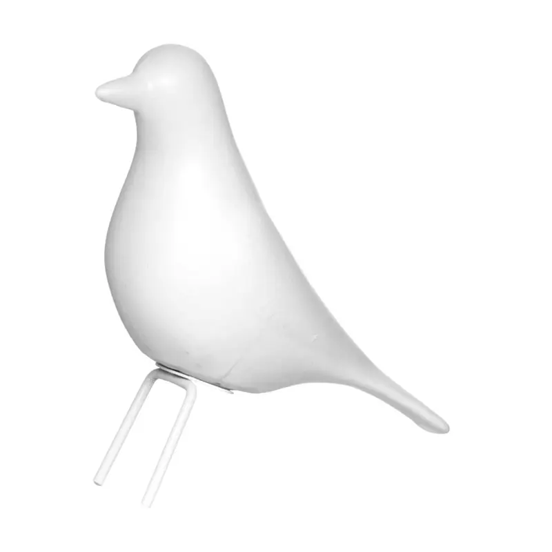 ENFEITE PASSARO DE PORCELANA BRANCO COM PE DE METAL 11X9X3,6CM