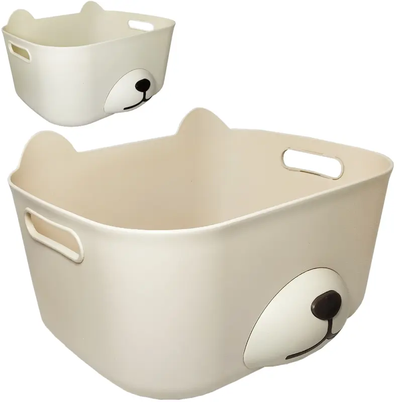 CESTO ORGANIZADOR DE PLASTICO RETANGULAR URSO COM ALCA 26X21X17CM