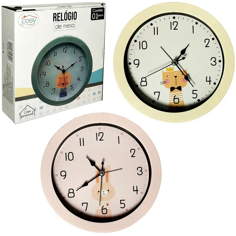 RELOGIO DESPERTADOR DE MESA / PAREDE REDONDO BICHINHOS 15CM DE Ø